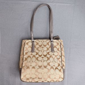 COACH VINTAGE BROWN/TAN SIGNATURE TOTE 6090 SHOULDER BAG